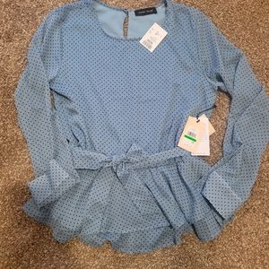 NWT Ivanka Trump blouse Blue with polka-dot